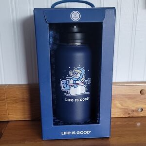 Life Is Good Navy Bottle with Snowman Graphic